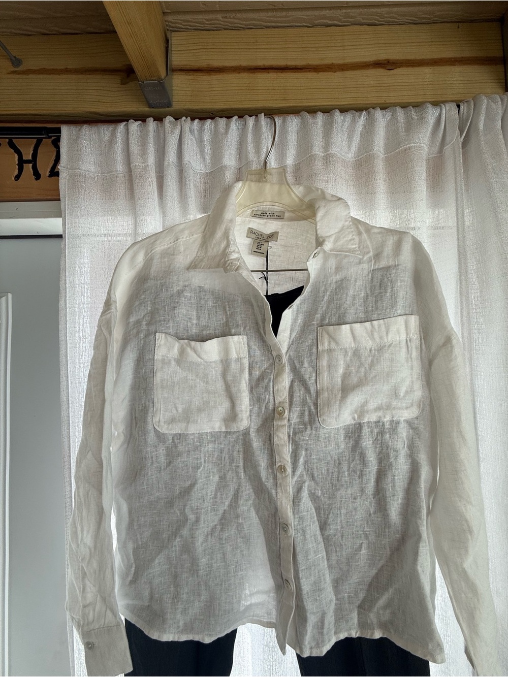 Rachel Zoe Sheer White Button-Down Shirt - Picture 6 of 7